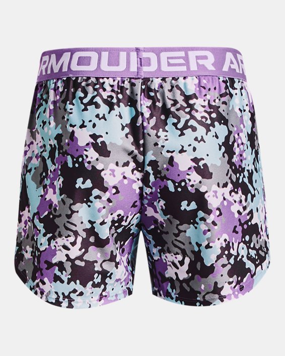 Under Armour HeatGear Big UA Logo Shorts Girls Purple Loose Fit Active Shorts 